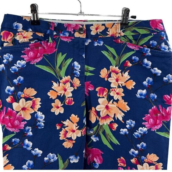 Lands’ End Women’s Floral Pants Size 10 Mid Rise Straight Leg Stretch Cotton - Picture 3 of 9